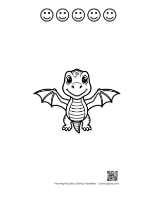 Thumbnail: Cute Pterodactyl Flying Dino Outline Printable and 5 Happy Face Outline