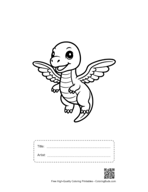 Thumbnail: Cute Pterodactyl Soaring Playfully Printable with Title and Artist Box