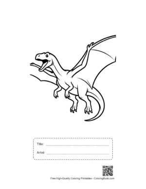 Thumbnail: Excited Pterodactyl Soaring with Wings Spread Printable with Title and Artist Box