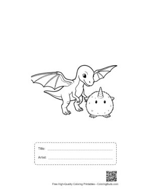 Thumbnail: Pterodactyl Dino and Fluffy Unicorn Friends Printable with Title and Artist Box