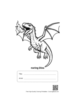 Thumbnail: Roaring Fire-Breathing Pterodactyl in Flight Printable with Title and Artist Box