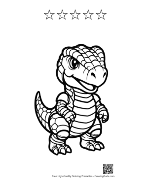 Thumbnail: Adorable Armored Chibi Stegosaurus Printable and 5 Star Outline