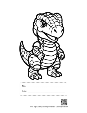 Thumbnail: Adorable Armored Chibi Stegosaurus Printable with Title and Artist Box
