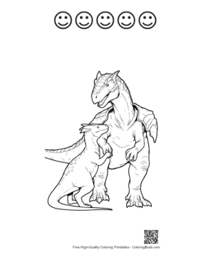 Thumbnail: Adult Stegosaurus Nurturing Baby Dino Printable and 5 Happy Face Outline
