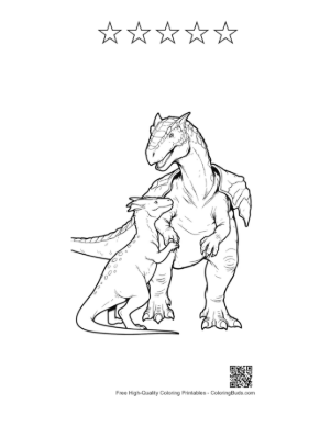 Thumbnail: Adult Stegosaurus Nurturing Baby Dino Printable and 5 Star Outline