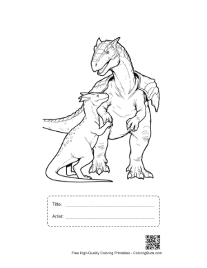 Thumbnail: Adult Stegosaurus Nurturing Baby Dino Printable with Title and Artist Box