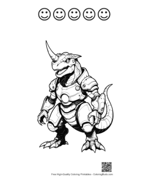 Thumbnail: Armored Stegosaurus Mech Warrior Printable and 5 Happy Face Outline