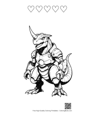 Thumbnail: Armored Stegosaurus Mech Warrior Printable and 5 Heart Outline