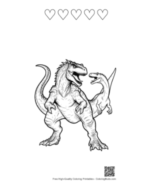 Thumbnail: Armored Stegosaurus Roaring with Calf Printable and 5 Heart Outline