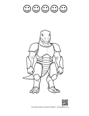 Thumbnail: Armored Stegosaurus Warrior Stands Fiercely Printable and 5 Happy Face Outline