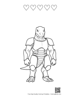 Thumbnail: Armored Stegosaurus Warrior Stands Fiercely Printable and 5 Heart Outline