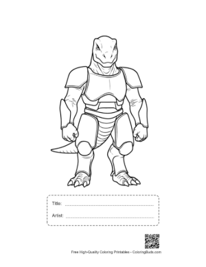 Thumbnail: Armored Stegosaurus Warrior Stands Fiercely Printable with Title and Artist Box