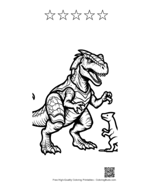 Thumbnail: Fierce Armored Stegosaurus Roars with Baby Dino Printable and 5 Star Outline