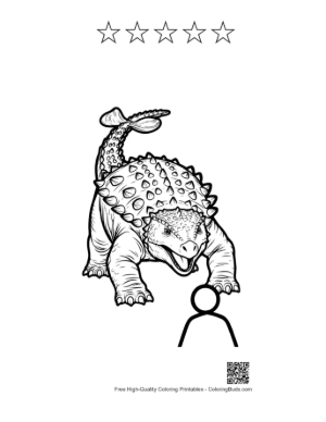 Thumbnail: Grinning Ankylosaurus Lunging at Stick Figure Printable and 5 Star Outline
