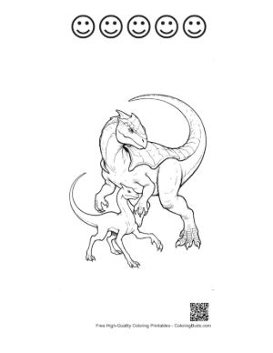 Thumbnail: Majestic Stegosaurus and Baby Printable and 5 Happy Face Outline