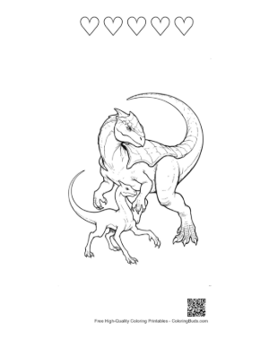 Thumbnail: Majestic Stegosaurus and Baby Printable and 5 Heart Outline