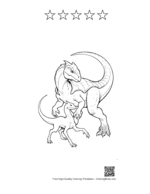 Thumbnail: Majestic Stegosaurus and Baby Printable and 5 Star Outline