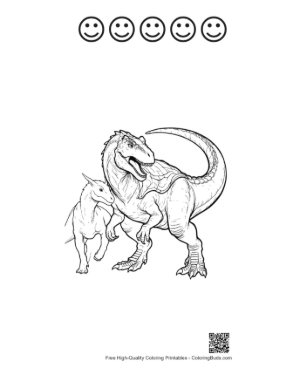 Thumbnail: Majestic Stegosaurus with Baby Dino Printable and 5 Happy Face Outline