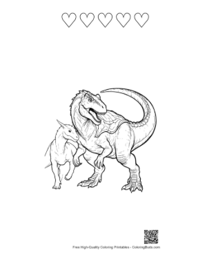 Thumbnail: Majestic Stegosaurus with Baby Dino Printable and 5 Heart Outline