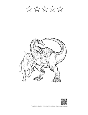 Thumbnail: Majestic Stegosaurus with Baby Dino Printable and 5 Star Outline