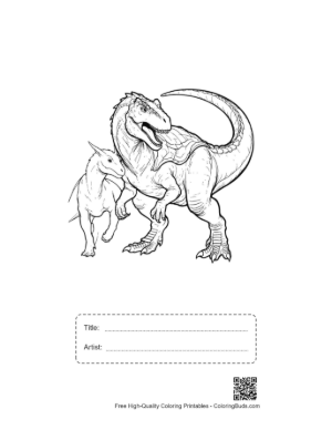 Thumbnail: Majestic Stegosaurus with Baby Dino Printable with Title and Artist Box