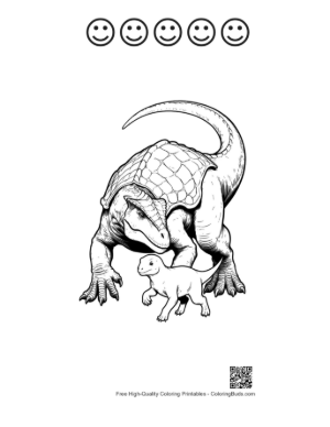 Thumbnail: Stegosaurus Protecting Baby Dino Printable and 5 Happy Face Outline