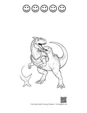 Thumbnail: Stegosaurus Wrestling Armored Carnotaurus Printable and 5 Happy Face Outline