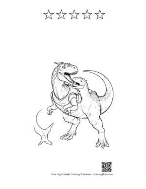 Thumbnail: Stegosaurus Wrestling Armored Carnotaurus Printable and 5 Star Outline