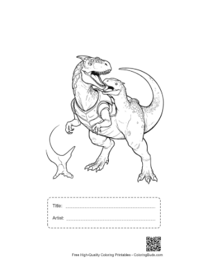 Thumbnail: Stegosaurus Wrestling Armored Carnotaurus Printable with Title and Artist Box