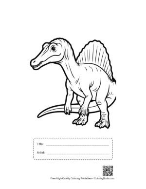 Thumbnail: Cute Spinosaurus Dinosaur Outline Pose Printable with Title and Artist Box