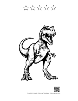Thumbnail: Fierce Roaring T-Rex Dinosaur Printable and 5 Star Outline
