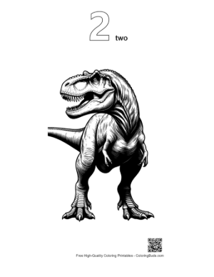 Thumbnail: Fierce Roaring T-Rex Illustration Printable Outline Number 2