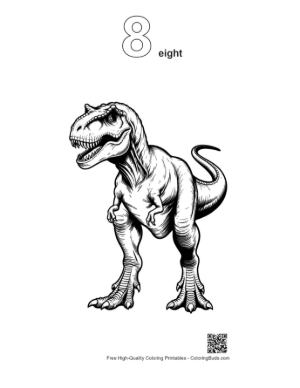 Thumbnail: Fierce Roaring T-Rex Illustration Printable Outline Number 8