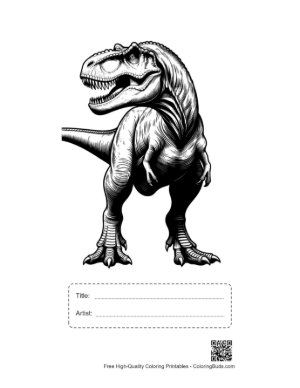 Thumbnail: Fierce Roaring T-Rex Illustration Printable with Title and Artist Box