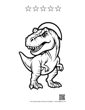 Thumbnail: Grinning T-Rex in Backward Cap Printable and 5 Star Outline