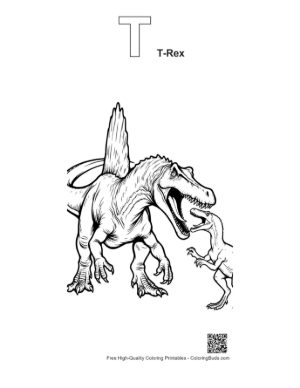 Thumbnail: Spinosaurus Roars at Baby T-Rex Printable Outline Alphabet T T-Rex
