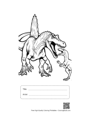 Thumbnail: Spinosaurus Roars at Baby T-Rex Printable with Title and Artist Box