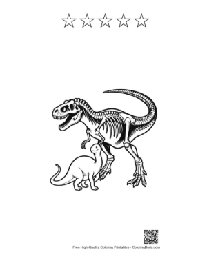Thumbnail: T-Rex and Baby Dino Skeletons Printable and 5 Star Outline