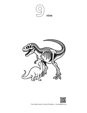Thumbnail: T-Rex and Baby Dino Skeletons Printable Outline Number 9