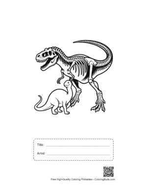 Thumbnail: T-Rex and Baby Dino Skeletons Printable with Title and Artist Box