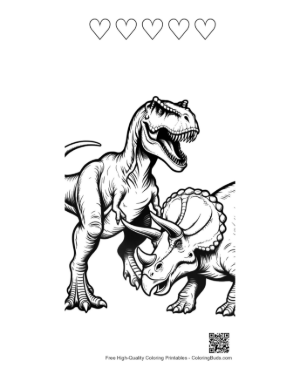 Thumbnail: T-Rex vs Triceratops Clash Printable and 5 Heart Outline