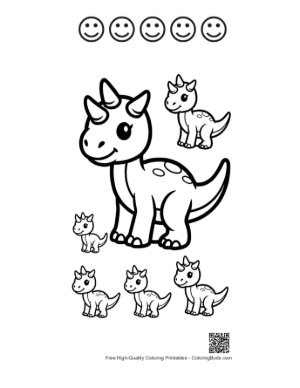 Thumbnail: Adorable Triceratops Family Coloring Page Printable and 5 Happy Face Outline