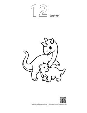 Thumbnail: Adorable Triceratops Mom and Baby Printable Outline Number 12