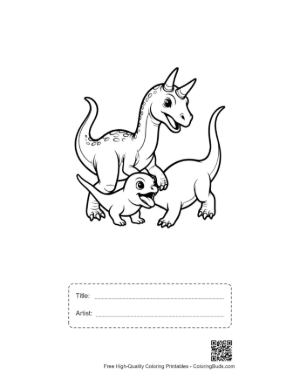 Thumbnail: Adorable Triceratops Mom and Baby Printable with Title and Artist Box