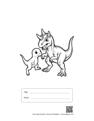 Thumbnail: Adorable Triceratops Parent and Baby Printable with Title and Artist Box