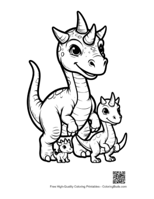 Thumbnail: Cheerful Triceratops Family Standing Together