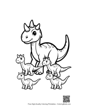 Thumbnail: Cheerful Triceratops Mom and Babies