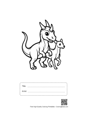 Thumbnail: Cheerful Triceratops Parent and Baby Strolling Printable with Title and Artist Box