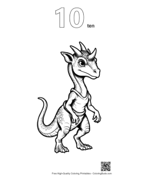 Thumbnail: Cute Baby Triceratops Standing Playfully Printable Outline Number 10