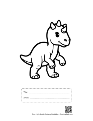 Thumbnail: Cute Baby Triceratops Walking Playfully Printable with Title and Artist Box